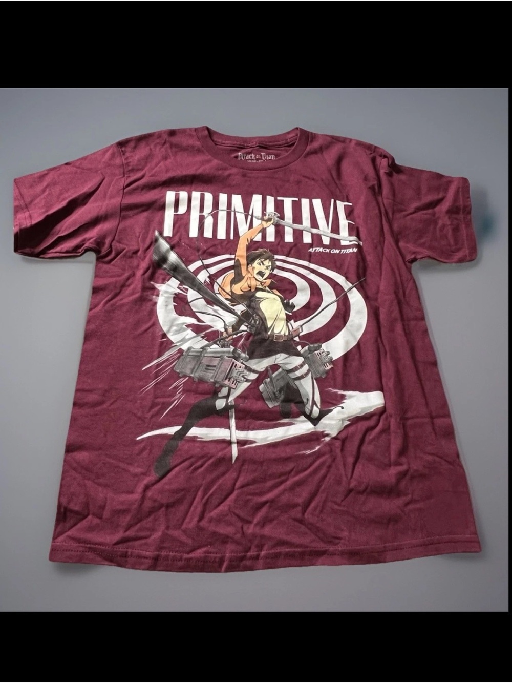 Attack On Titan Primitive T-shirt Men’s Large Crewneck Maroon New Without Tag